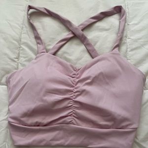 pink athletic bra shirt with padding